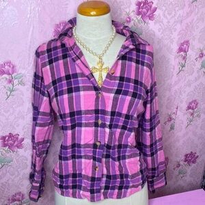 🎀 Pink Plaid 100% Cotton Flannel Shirt 🎀